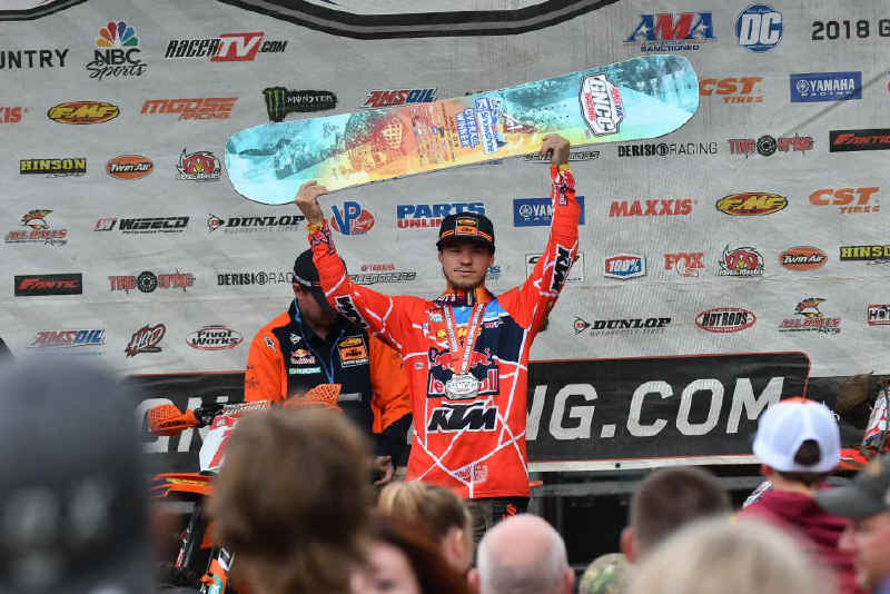Kailub Russell earned the coveted AMSOIL Snowshoe GNCC win.&nbsp;