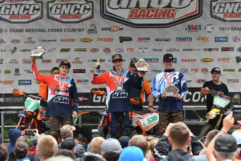 Ben Kelley&nbsp;(center) took home the XC2&nbsp;250 Pro class win.